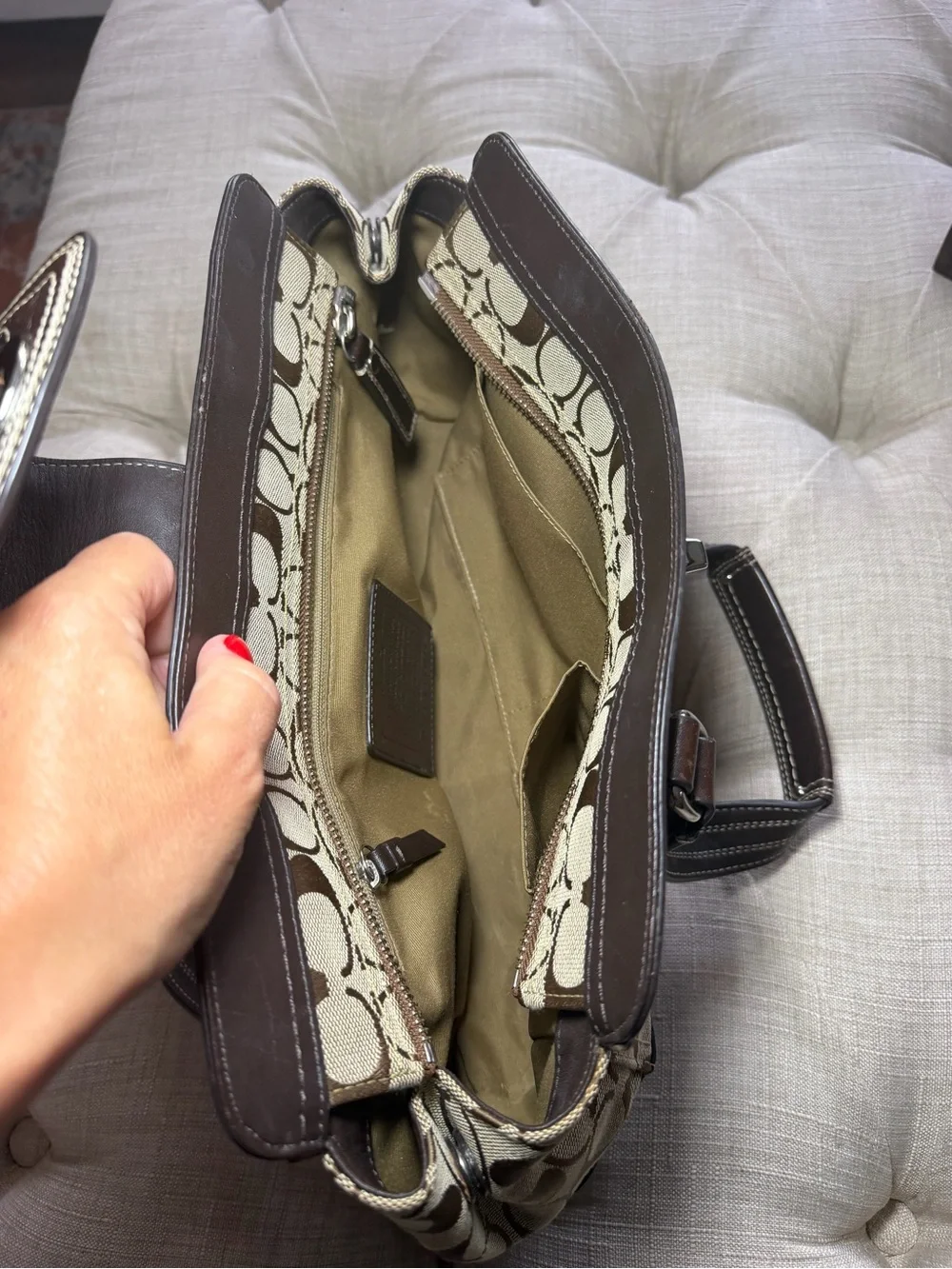 VINTAGE Coach Bag Hamptons Signature Brown Tote (F13975)